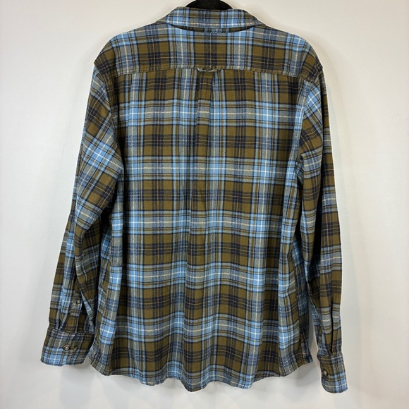 Eddie Bauer Bristol Cognac Blue Plaid Flannel Shirt Men’s XL - Picture 8 of 12